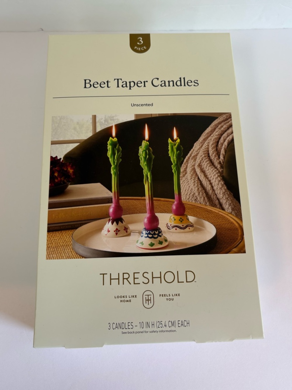 Brand New Target Threshold Set of 3 Beet Taper Candles